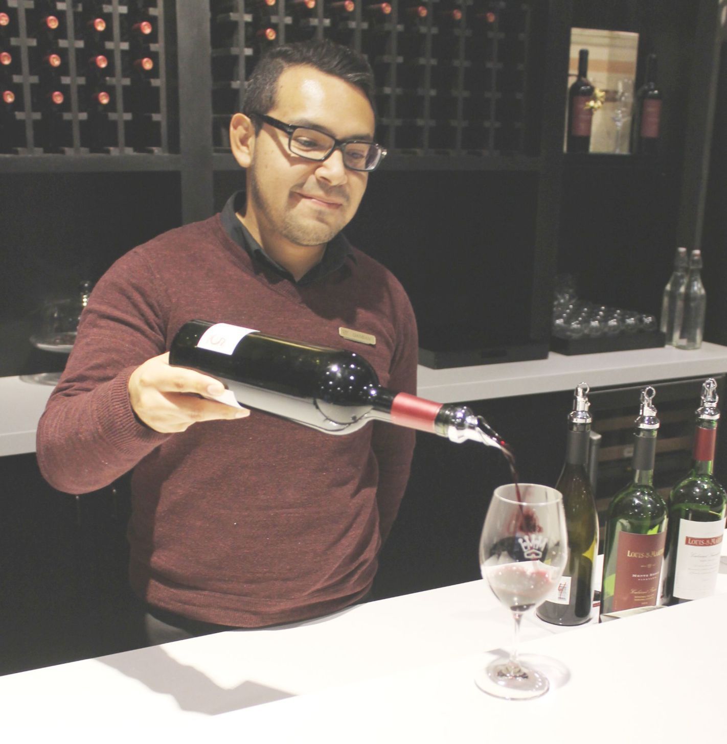 Louis M. Martini tasting room employee Damian Elias